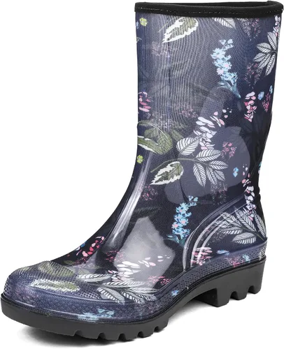 Miniatura 23 de DKSUKO Waterproof Womens Rain Boots insulated,Lightweight Rubber fashion Boots in Gardening,Warm and Comfortable Wide Calf Rain Boots with Glossy in