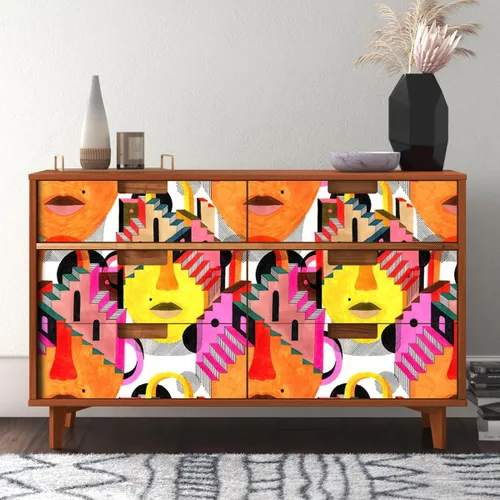 Miniatura 4 de Papel tapiz abstracto para escaleras, 17.71 x 118.1 pulgadas, color naranja y amarillo, papel de contacto brillante para pegar en papel de pared