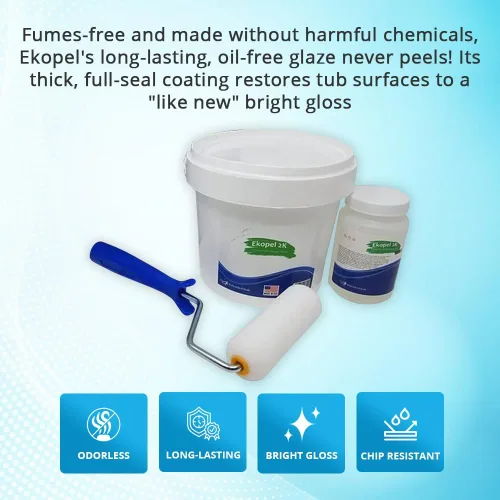 Miniatura 3 de Kit de Refinamiento de Bañera Ekopel - Fabricado en EE.UU. - Reglaseado Sin Olor para Bañera y Azulejos - Revestimiento de Pintura para Bañera Más
