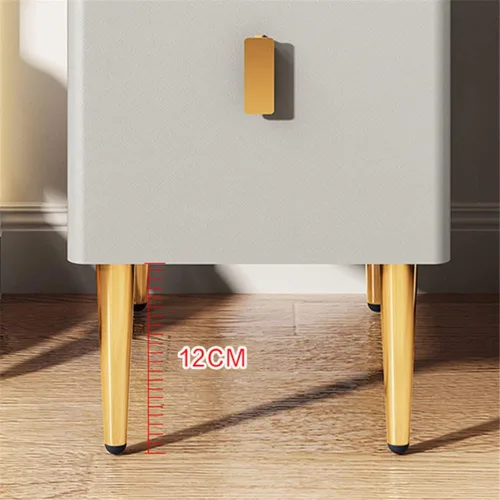 Miniatura 4 de Mesita de noche moderna de madera maciza con almacenamiento de 2 cajones, parte superior de mármol, práctica mesa auxiliar auxiliar para dormitorio