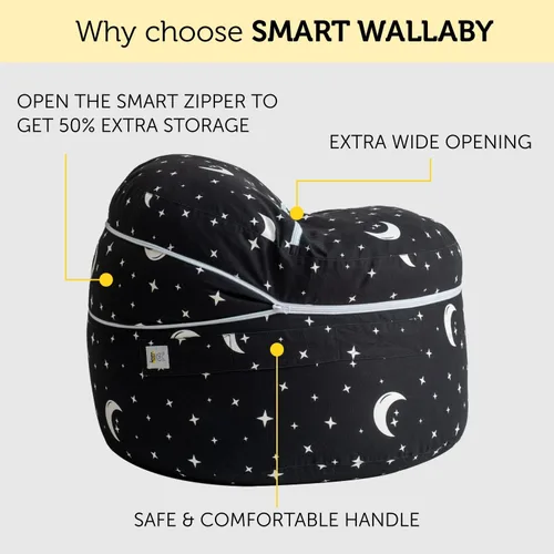 Miniatura 5 de SMART WALLABY Silla Puf de Almacenamiento para Animales de Peluche 2 Tamaños en 1 Organizador de Juguetes de Peluche para Niños 100% Algodón
