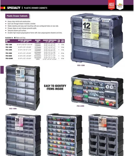 Miniatura 3 de QUANTUM STORAGE SYSTEMS PDC-39BK - Organizador de 39 cajones de 19 pulgadas de alto x 15 pulgadas de ancho x 7 pulgadas de profundidad