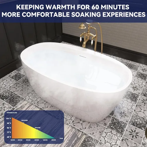 Miniatura 8 de Bañera independiente de acrílico de 59", bañera independiente, bañera independiente, bañera de remojo, certificado cUPC, YL (blanco brillante)