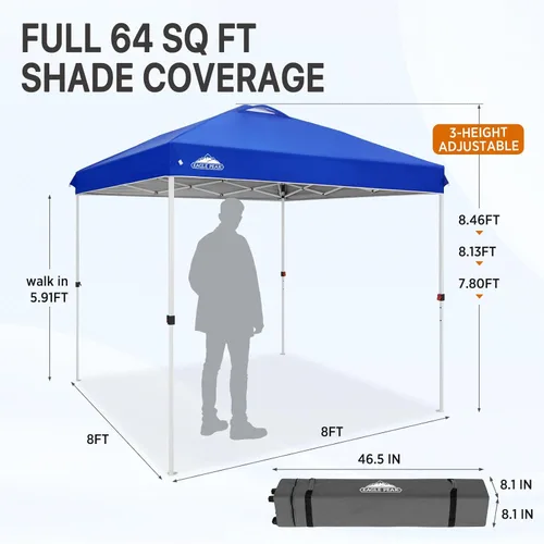 Miniatura 198 de EAGLE PEAK Tienda de campaña desplegable con bolsa de transporte con ruedas, 8 estacas, 4 cuerdas, 4 bolsas de peso, toldo de tienda de campaña