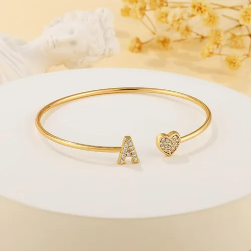 Miniatura 7 de Gold Initial Bracelets for Women Girls, 14K Gold Plated Gold Bangle Bracelets for Women Girls Dainty Gold Initial Bracelets Heart Bracelets for