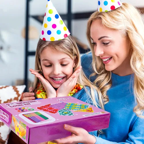 Miniatura 4 de PREBOX Kit de Telar de Tejer, Juguetes para Niños y Adultos, Aros para Agarraderas, Manualidades para Niñas de 6, 7, 8, 9, 10, 11, 12 Años, Telar