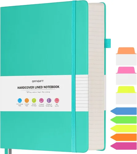 Miniatura 15 de Cuaderno rayado, cuaderno grande A5 con rayas universitarias, cuaderno de trabajo de 312 páginas numeradas con calcomanías de índice, papel grueso