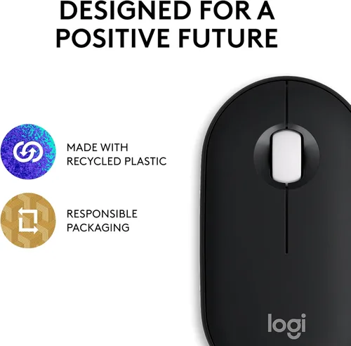 Miniatura 10 de Logitech Pebble Mouse 2 M350s Slim Bluetooth Ratón inalámbrico, portátil, ligero, botón personalizable, clics silenciosos, fácil de cambiar