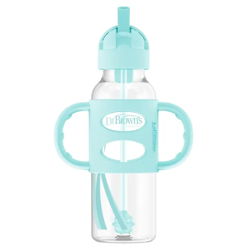 Miniatura 10 de Dr. Brown's Milestones - Vaso entrenador con popote estrecho y asas de silicona 100%, a prueba de derrames, con popote ponderado, 8 onzas/250 mL