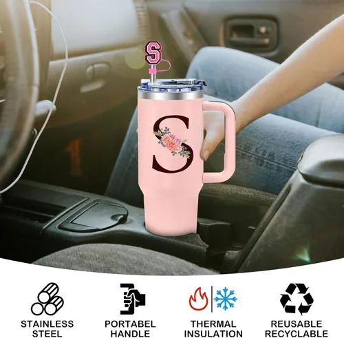 Miniatura 6 de Regalos de cumpleaños para mujeres, vaso con monograma con asa, regalos personalizados para mamá, regalo con monograma para mujer, vasos