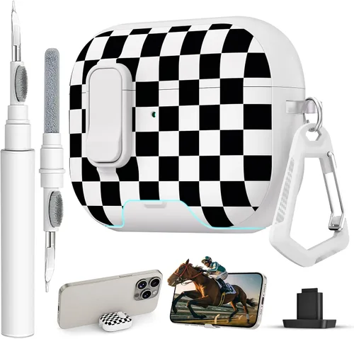 Miniatura 32 de Funda para AirPods Pro 3 con cerradura, textura de piel TPU duradera, antipérdida y a prueba de golpes, accesorios con kit de limpieza en llavero