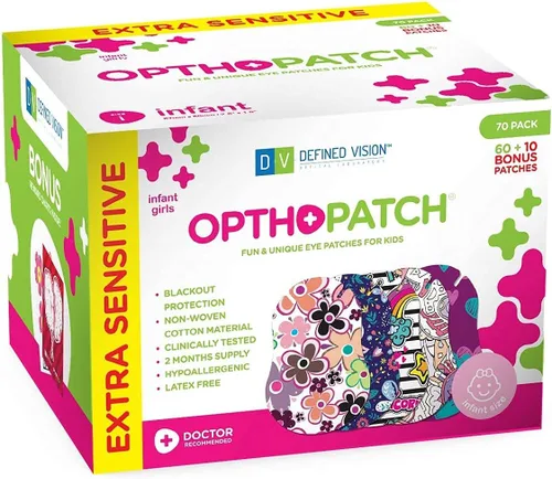 Miniatura 7 de Opthopatch Parches oculares para bebés – Adhesivo extra sensible – Diseño para niñas [Serie I] – 70 unidades + 2 gráficos de recompensa