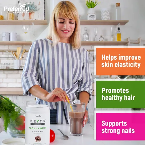 Miniatura 3 de Proteína de colágeno Keto en polvo con aceite MCT, péptidos de colágeno hidrolizados alimentados con pasto y criados en pastos aptos para dieta baja