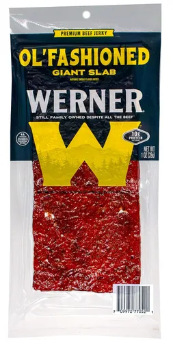 Werner Ol' Fashioned - Losa de carne seca de res (paquete de 15-1 onza), aperitivos de carne envueltos individualmente
