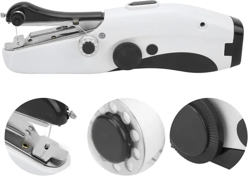 Miniatura 8 de Yosoo Máquina de coser portátil de mano, mini máquina de coser eléctrica de doble aguja, para hacer manualidades u objetos pequeños en la vida Negro
