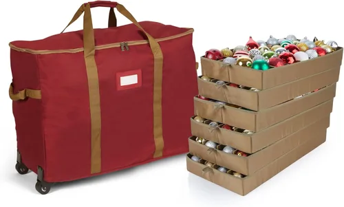 Miniatura 77 de Covermates Keepsakes Bolsa de almacenamiento ajustable para adornos, poliéster resistente, separadores acolchados y bandejas FlexGrid, organizador