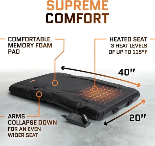 Miniatura 4 de ACELETIQS Asientos de estadio con calefacción para gradas con respaldo – Batería USB incluida – 3 niveles de calor mejorados – Silla plegable – 4