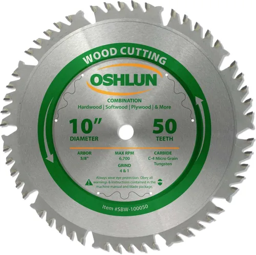 Miniatura 3 de Oshlun SBW-100060N Hoja de sierra ATB con acabado de gancho negativo de 10 pulgadas y 60 dientes con eje de 5/8 pulgadas para sierras de brazo