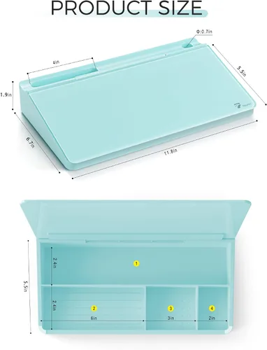 Miniatura 6 de TOWON Pizarra blanca pequeña y compacta de vidrio con almacenamiento, pizarra de borrado en seco de 12 x 7 pulgadas para escritorio, oficina