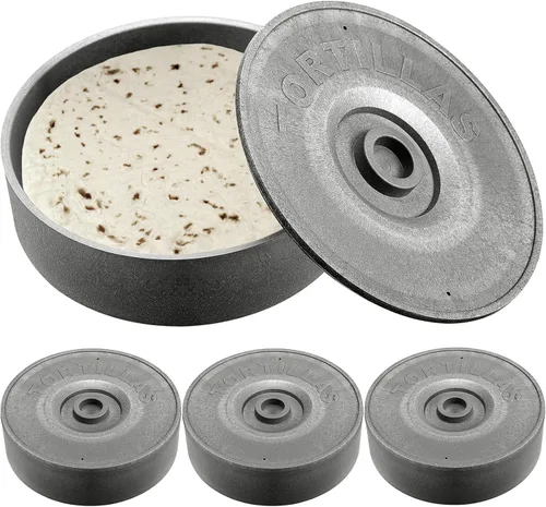 Miniatura 8 de Sabary 4 calentadores de tortillas con tapa de 8.5 x 2.4 pulgadas, soporte robusto de plástico para tortillas, panqueques, waffles, contenedor