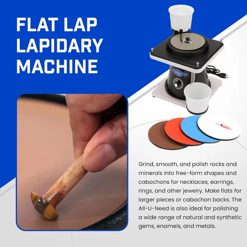 Miniatura 2 de Hi-Tech Diamond Equipo Lapidario Todo lo que Necesitas de 6", Flat Lap - Herramienta Amoladora y Pulidora de Rocas, Motor de Velocidad Variable