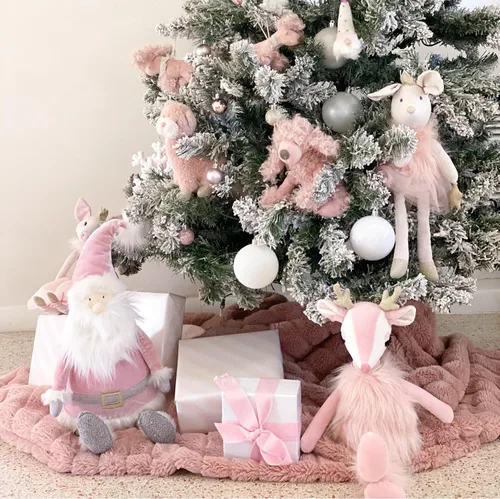 Miniatura 7 de MON AMI Freija The Pink Reindeer Plush – Juguete de reno rosa suave de 17 pulgadas con piel sintética y cuernos dorados Peluche navideño