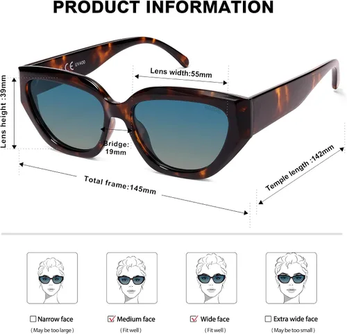 Miniatura 33 de SOJOS Gafas de sol polarizadas de ojo de gato lindo de moda para mujer Cateye SJ2237