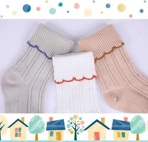 Miniatura 5 de WATOCHE Calcetines para bebés y niñas pequeñas con volantes, calcetines de vestir con volantes, calcetines antideslizantes para bebés, calcetines
