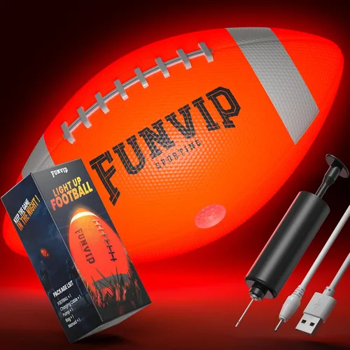 Funvip Balón de fútbol, pelota recargable que brilla en la oscuridad para niños, tamaño 6, fútbol iluminado, ideas de regalo de Pascua, regalos para