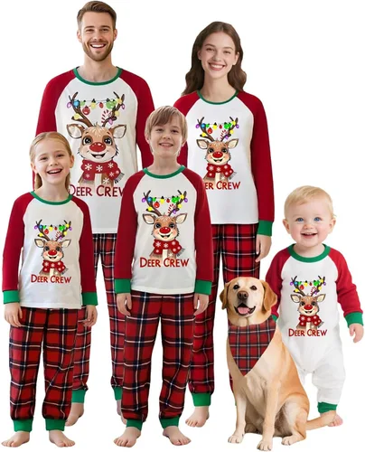 Miniatura 24 de OAKFashion Conjuntos de Pijamas Familiares de Navidad, Pijamas Familiares a Juego de Navidad Ropa de Dormir Pjs