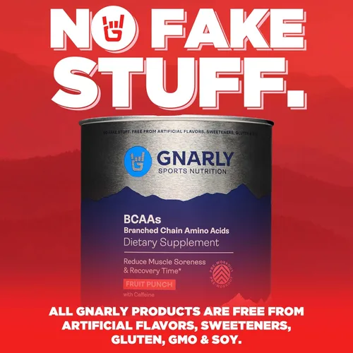 Miniatura 8 de Gnarly Nutrition BCAA en polvo, ponche de frutas - Aminoácidos BCAAS pre-entrenamiento - Certificado NSF Sport - Suplemento para apoyar