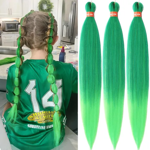 Miniatura 60 de Cabello trenzado preestirado ombré, extensiones de cabello trenzado sedoso, sin picazón, trenzas de cabello trenzado de ganchillo con textura Yaki