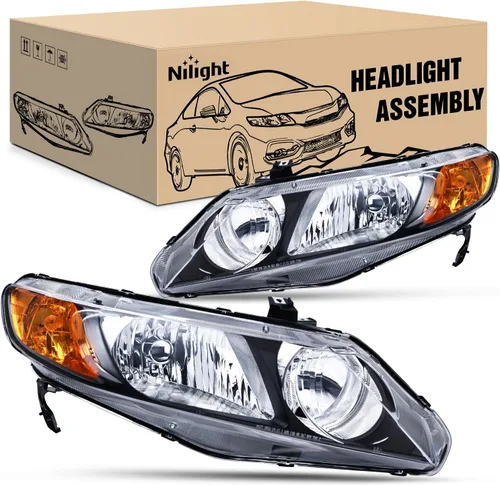 Miniatura 14 de Nilight - Conjunto de faros delanteros compatibles con Honda Civic 1996 1997 1998, reemplazo de faros delanteros, carcasa cromada, reflector ámbar