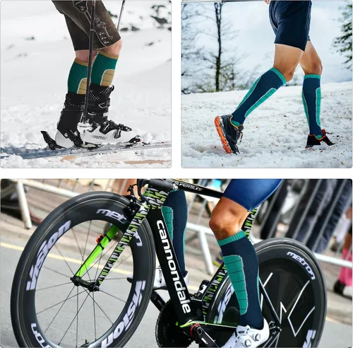 Miniatura 6 de Hylaea Calcetines de esquí de lana merina, calcetines de clima frío para snowboard, nieve, invierno, calcetines térmicos hasta la rodilla