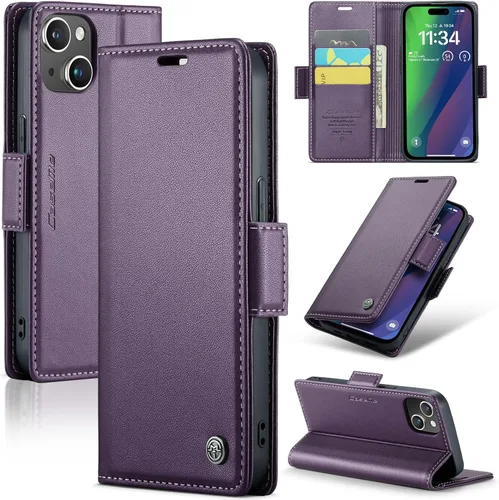 Miniatura 14 de SINIANL Funda tipo cartera compatible con iPhone 15 con tarjetero para mujeres y hombres, con bloqueo RFID, cierre magnético, función atril