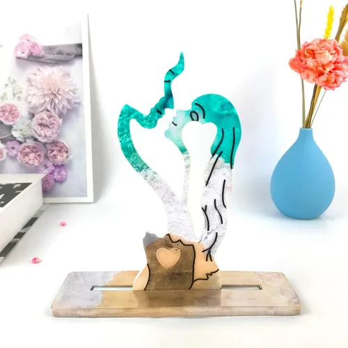 Miniatura 3 de Molde de resina para esculturas de pareja, kit de molde de silicona de estatua abstracta, molde de fundición epoxi para amantes del beso tallado