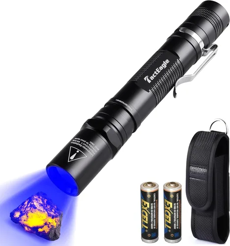 Miniatura 10 de Linterna UV TactEagle, linterna de luz negra de 365 nm mini, luz UV potente para detección de orina de mascotas, curado de resina, roca, seguimiento