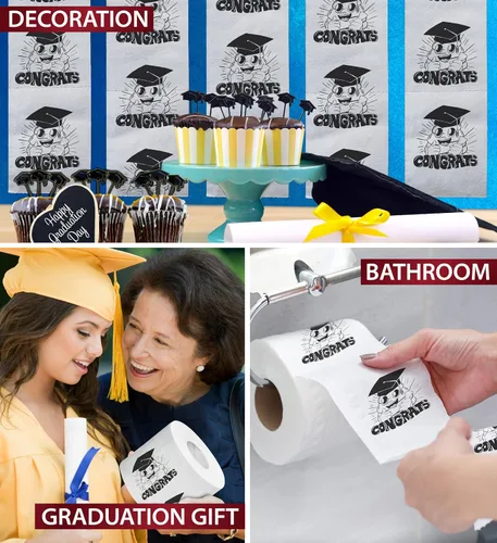 Miniatura 5 de Printed TP Congrats - Papel higiénico impreso para regalo, divertido rollo de papel higiénico para bromas, sorpresa, decoración de baño, regalo