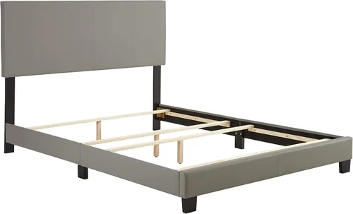 Miniatura 22 de Boyd Sleep Napoli - Marco de cama plataforma de cuero vegano gris tamaño King totalmente tapizado con cabecero ajustable - Se requiere somier