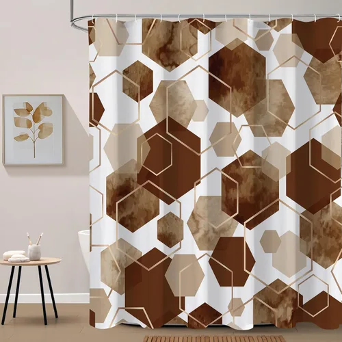 Miniatura 16 de Litabel Juego de cortinas de ducha impermeables, decoración geométrica moderna, de tela abstracta, para baño, 72 x 72 pulgadas Azul