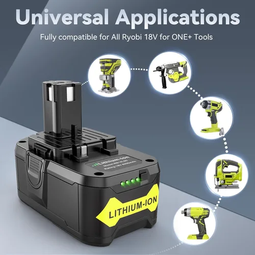 Miniatura 5 de Fancy Buying - Batería de 8.0 Ah para Ryobi 18V para Ryobi ONE+P102 P103 P105 P107 P108 P109 P122 Batería para herramienta inalámbrica 2Pack8.0