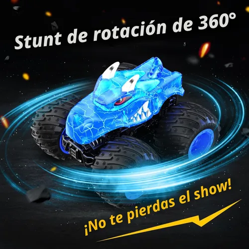 Miniatura 4 de AUUGUU Auto a control remoto, juguetes de camiones monstruos de 2.4 GHz con spray ligero, regalo de cumpleaños para niños de 3, 4, 5, 6, 7, 8