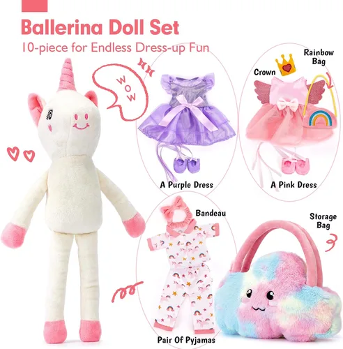 Miniatura 2 de Juguetes de unicornios para niñas de 4 a 6 años, muñeca de bailarina, juguetes de peluche para niñas de 4 a 5 años, muñeca de ballet con bolsa