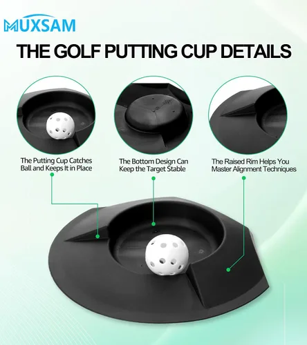 Miniatura 6 de MUXSAM 6 tazas de putter en todas las direcciones para practicar golf color negro, copa de entrenamiento de golf, agujero de práctica de golf, ayuda