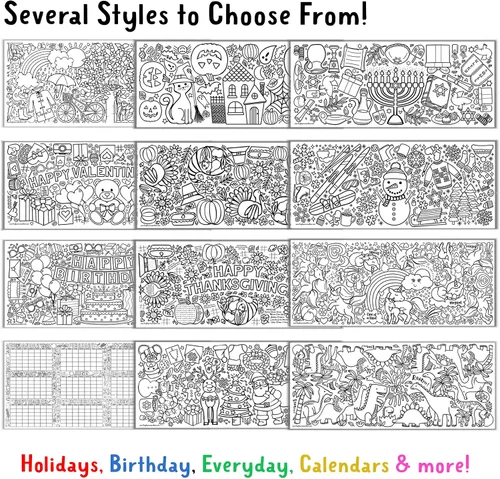 Miniatura 5 de Tiny Expressions Mantel para colorear con texto en inglés "Hello Baby, enrollado, sin arrugas, 30" x 72", póster gigante para colorear para baby