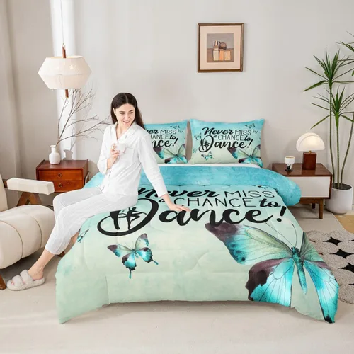Miniatura 12 de Manfei - Juego de edredón para amantes de la gimnasia y la danza, tamaño individual, juego de ropa de cama romántica con diseño de cielo estrellado