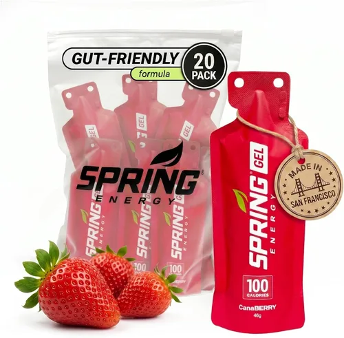 Spring Energy - Canaberry - Gel de batido de fresa (vegano) 100 Kcal - Paquete de 20