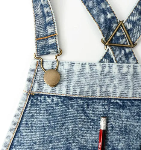Miniatura 8 de Jeanerlor - Delantales de trabajo de mezclilla con bolsillos para mujeres y hombres, correas cruzadas y ajustables de S a XXXL, Azul mezclilla Azul