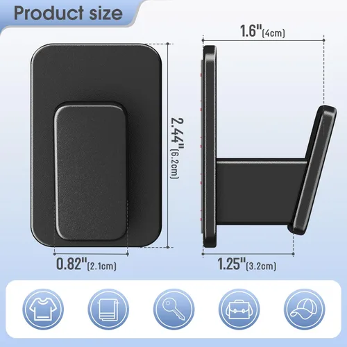 Miniatura 4 de Danpoo Ganchos autoadhesivos resistentes, ganchos de pared sin taladrar para baño, color negro, paquete de 3