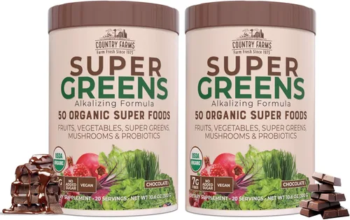Miniatura 14 de Country Farms Super Greens Sabor piña y mango, 50 súper alimentos orgánicos, mezcla de bebida orgánica USDA (pasto de trigo, espirulina, clorella)